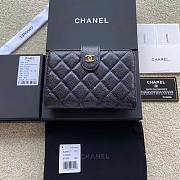 Okify Chanel Zipped Pocket Wallet Quilted Diamond Caviar Black Gold  - 4