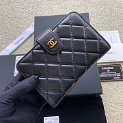Okify Chanel Zipped Pocket Wallet Quilted Diamond Lambskin Black Gold  - 1
