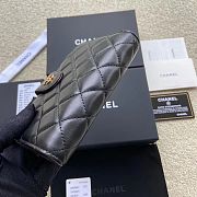 Okify Chanel Zipped Pocket Wallet Quilted Diamond Lambskin Black Gold  - 6