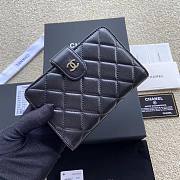 Okify Chanel Zipped Pocket Wallet Quilted Diamond Lambskin Black Silver  - 1