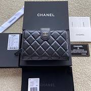 Okify Chanel Zipped Pocket Wallet Quilted Diamond Lambskin Black Silver  - 2