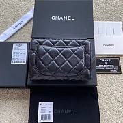 Okify Chanel Zipped Pocket Wallet Quilted Diamond Lambskin Black Silver  - 5