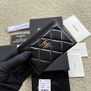 Okify Chanel Card Holder Quilted Diamond Lambskin Black Gold Hardware - 3