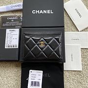 Okify Chanel Card Holder Quilted Diamond Lambskin Black Gold Hardware - 2