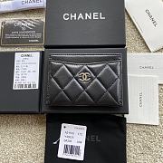 Okify Chanel Card Holder Quilted Diamond Lambskin Black Silver Hardware - 4