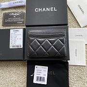 Okify Chanel Card Holder Quilted Diamond Lambskin Black Silver Hardware - 3