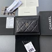 Okify Chanel Card Holder Quilted Diamond Caviar Black Silver - 5