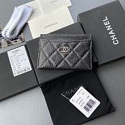 Okify Chanel Card Holder Quilted Diamond Caviar Black Silver - 3