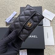 Okify Chanel Classic Card Holder Quilted Diamond Caviar Black Gold - 1