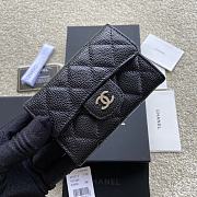 Okify Chanel Classic Card Holder Quilted Diamond Caviar Black Silver - 1