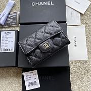 Okify Chanel Classic Card Holder Quilted Diamond Caviar Black Silver - 2