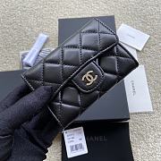 Okify Chanel Classic Card Holder Quilted Diamond Lambskin Black Silver - 1