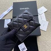 Okify Chanel Classic Small Flap Wallet Quilted Diamond Caviar Black Gold   - 1