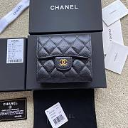 Okify Chanel Classic Small Flap Wallet Quilted Diamond Caviar Black Gold   - 5