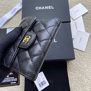 Okify Chanel Classic Small Flap Wallet Quilted Diamond Caviar Black Gold   - 4