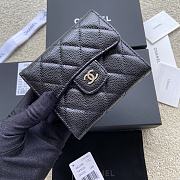 Okify Chanel Classic Small Flap Wallet Quilted Diamond Caviar Black Silver - 1