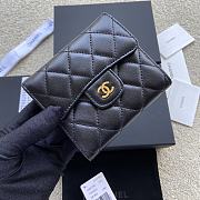 Okify Chanel Classic Small Flap Wallet Quilted Diamond Lambskin Black Gold - 1