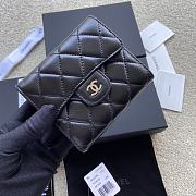 Okify Chanel Classic Small Flap Wallet Quilted Diamond Lambskin Black Silver - 1