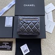 Okify Chanel Classic Small Flap Wallet Quilted Diamond Lambskin Black Silver - 6