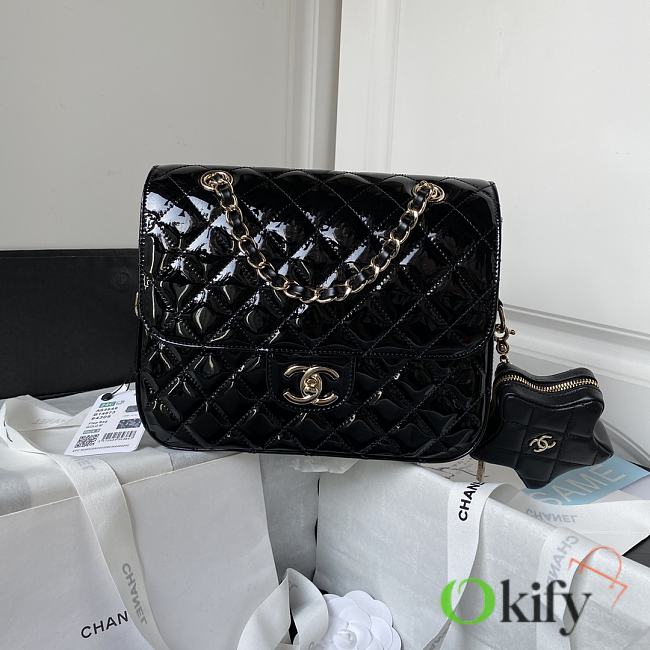 Okify Chanel Star Backpack Coin Purse Lambskin Black - 1