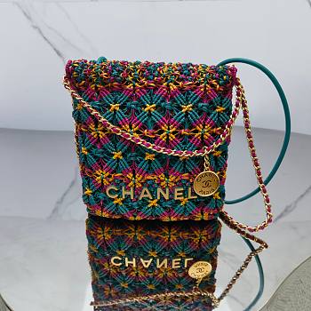 Okify Chanel 22 Mini Handbag Calfskin Macrame Gold Tone Metal