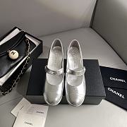 Okify Chanel Leather Sandal Silver 13773 - 2