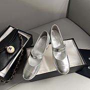 Okify Chanel Leather Sandal Silver 13773 - 5