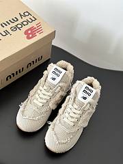 Okify New Balance 574 x Miu Miu Denim Sneakers Beige 13778 - 5