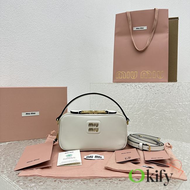 Okify Miumiu Leather Shoulder Bag White - 1