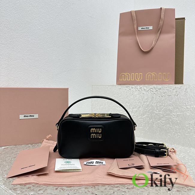 Okify Miumiu Leather Shoulder Bag Black - 1