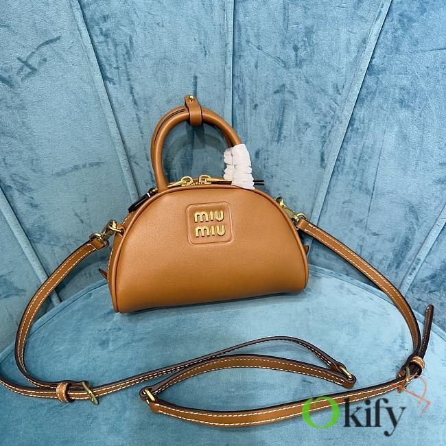 Okify Miumiu Leather Top Handle Bag Brown - 1