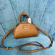 Okify Miumiu Leather Top Handle Bag Brown - 5