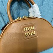 Okify Miumiu Leather Top Handle Bag Brown - 3