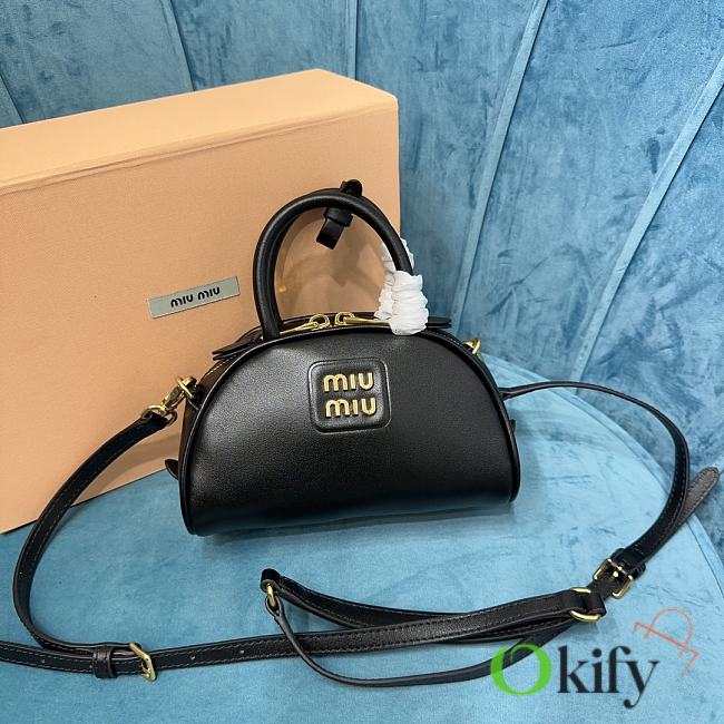 Okify Miumiu Leather Top Handle Bag Black - 1
