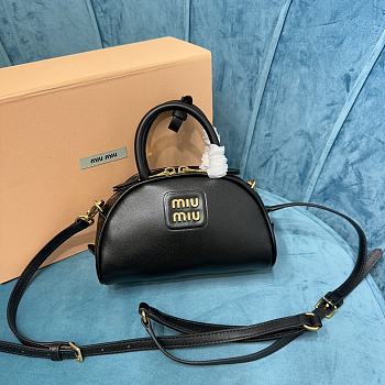 Okify Miumiu Leather Top Handle Bag Black