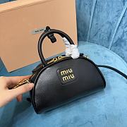 Okify Miumiu Leather Top Handle Bag Black - 6