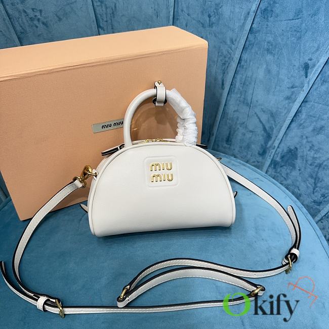 Okify Miumiu Leather Top Handle Bag White - 1
