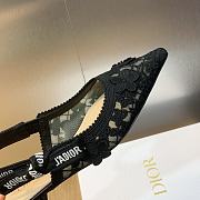 Okify Dior J'Adior Slingback Flat Transparent Mesh Embroidered With Black - 5