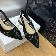 Okify Dior J'Adior Slingback Flat Transparent Mesh Embroidered With Black - 3