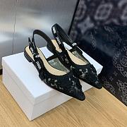 Okify Dior J'Adior Slingback Flat Transparent Mesh Embroidered With Black - 2