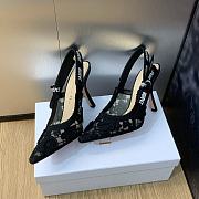 Okify Dior J'Adior Slingback Pump Transparent Mesh Embroidered With Black 10cm - 2