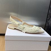 Okify Dior J'Adior Slingback Flat Transparent Mesh Embroidered With White - 2