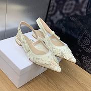 Okify Dior J'Adior Slingback Flat Transparent Mesh Embroidered With White - 5