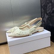 Okify Dior J'Adior Slingback Flat Transparent Mesh Embroidered With White - 6