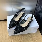 Okify Dior J'Adior Slingback Flat Transparent Mesh Embroidered With Black - 1