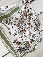 Okify Dior Toile De Jouy Mexico 90 Square Scarf White And Pastel Peyote Green Silk Twill - 2