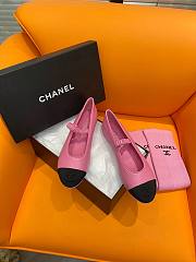 Okify Chanel Leather Flats Pink 13845 - 1