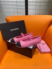 Okify Chanel Leather Flats Pink 13845 - 4