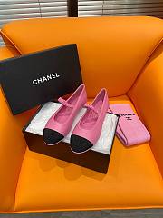 Okify Chanel Leather Flats Pink 13845 - 3