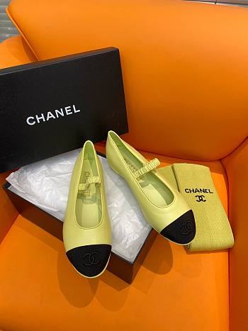 Okify Chanel Leather Flats Neon 13848